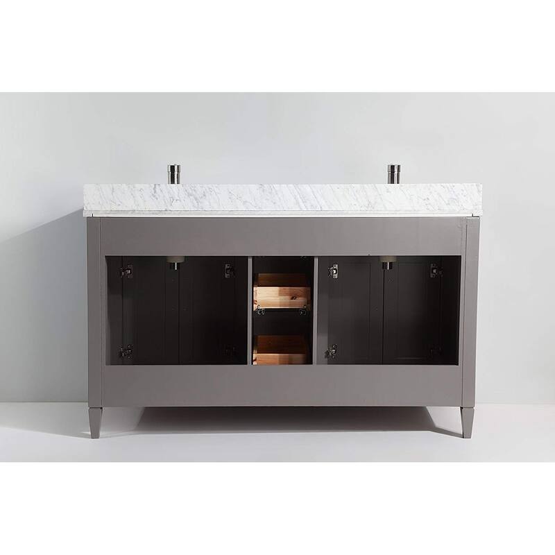 Vanity Art 60 in. Modern Double Sink Bathroom Vanity with Top and Mirror