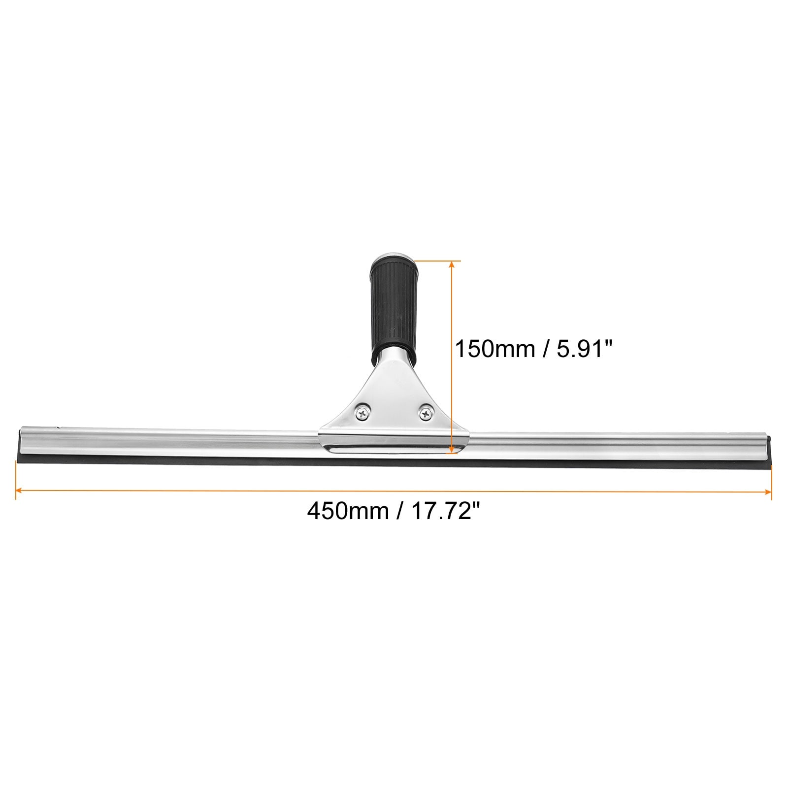 Shower Window Squeegee Stainless Steel Cleaning Tool 17.72 Inch Black