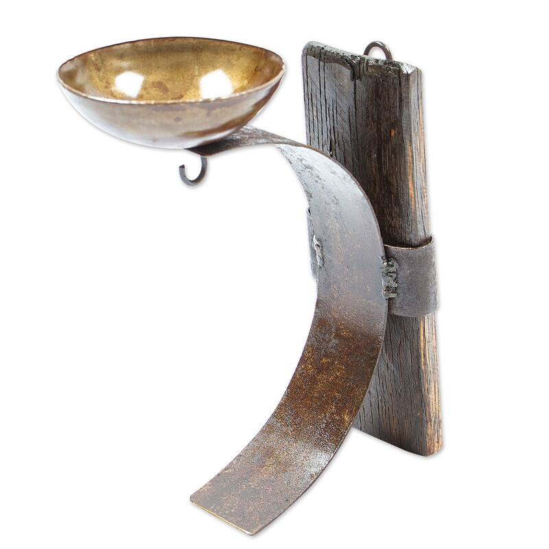 Novica Handmade Rustic Little Light Iron And Wood Wall Sconce
