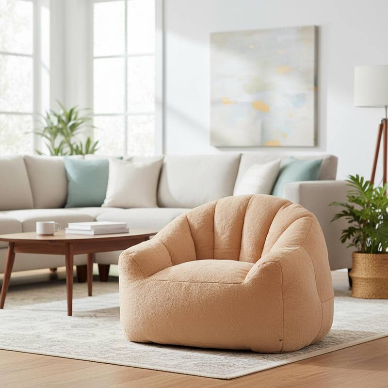Homy Casa Soft Bean Bag Sofa Chair for Living Room Comfort - Brown