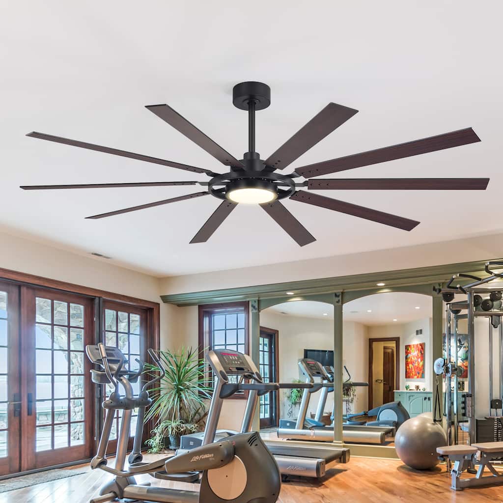 72"/80" Large Windmill Ceiling Fan with Light and Remote(10 Reversible Blades)