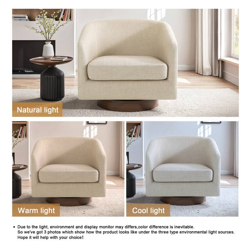2 Set Modern Wide Round Swivel Accent Barrel Chairs