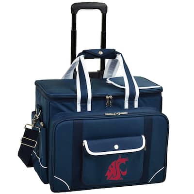 NCAA Washington State Cougars Insulated Picnic Cooler with Service for Four on Wheels