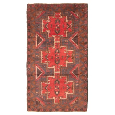 ECARPETGALLERY Hand-knotted Baluch Red Wool Rug - 3'5 x 6'0