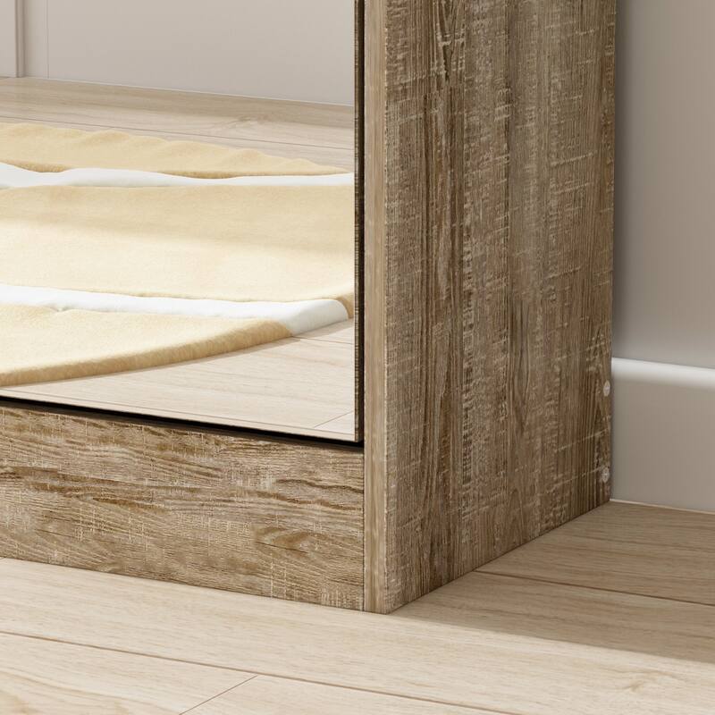 Timechee Shoe Cabinet with 3 Mirrored Flip Drawers, Free Standing Slim