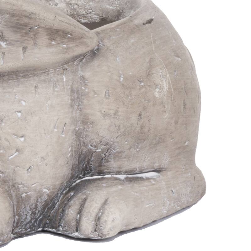 Antique Styled Raw Textured Polyresin Ideal Rabbit Planter, Medium, Gray