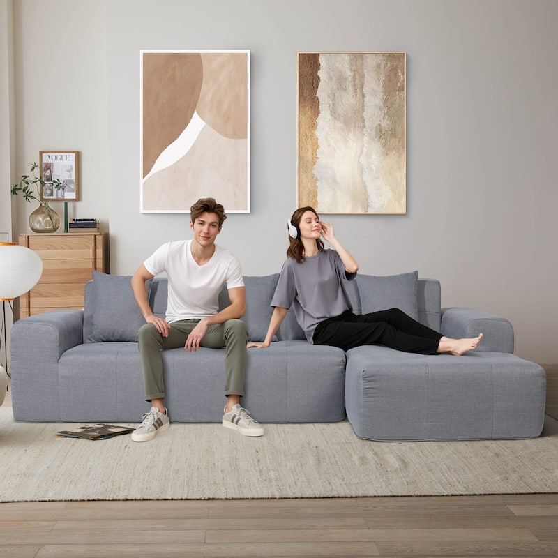 Outdoor Modern Sectional Sofa with L-Shape Chaise, Minimalist Modular Couch, No Assembly Required