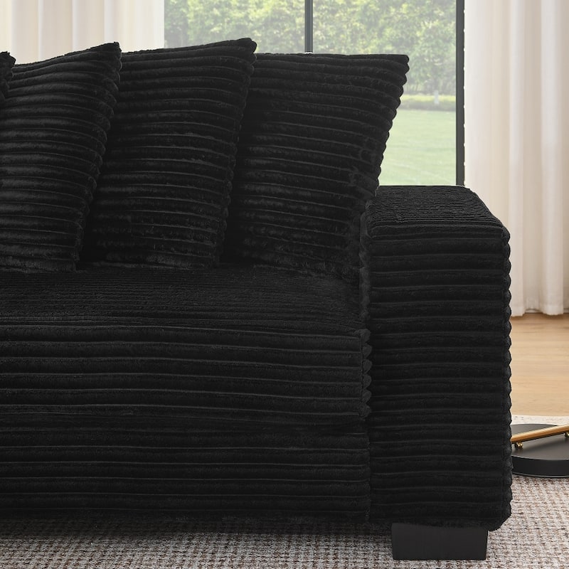 110.63" Modular Corduroy L-Shaped Upholstered Sleeper Convertible Sectional Sofa with ottoman