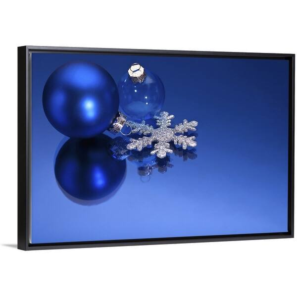 Shop Blue Christmas Decorations Black Float Frame Canvas Art