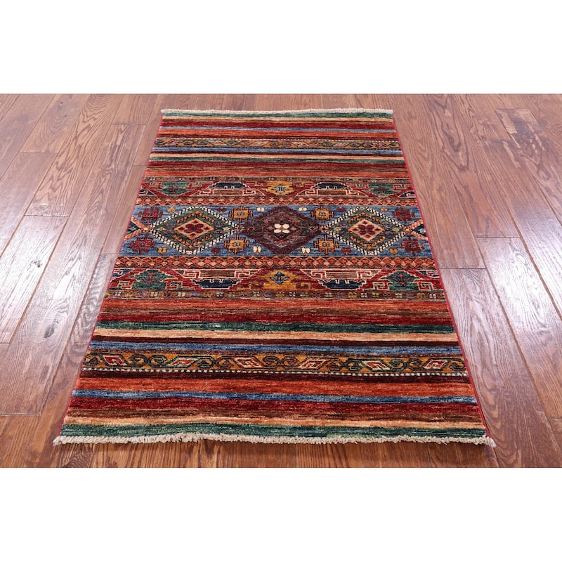 Golden Nile Khorjin Persian Gabbeh Hand Knotted Wool Rug - 2' 9" X 4' 1" - 2' 9" X 4' 1"