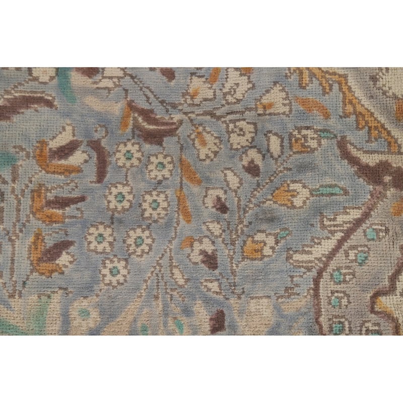 Blue Floral Tabriz Persian Rug Handmade Traditional Wool Carpet - 6'7"x 9'7"