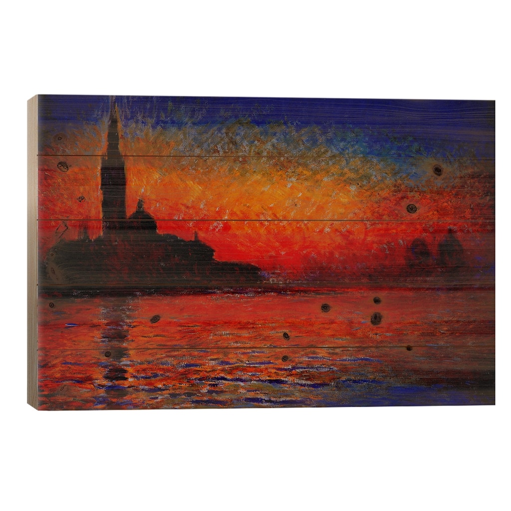 Sunset in Venice Print On Wood by Claude Monet - Multi-Color