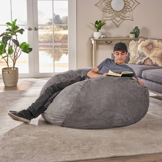 Madison Faux Suede 5-foot Beanbag Chair by Christopher Knight Home - Charcoal