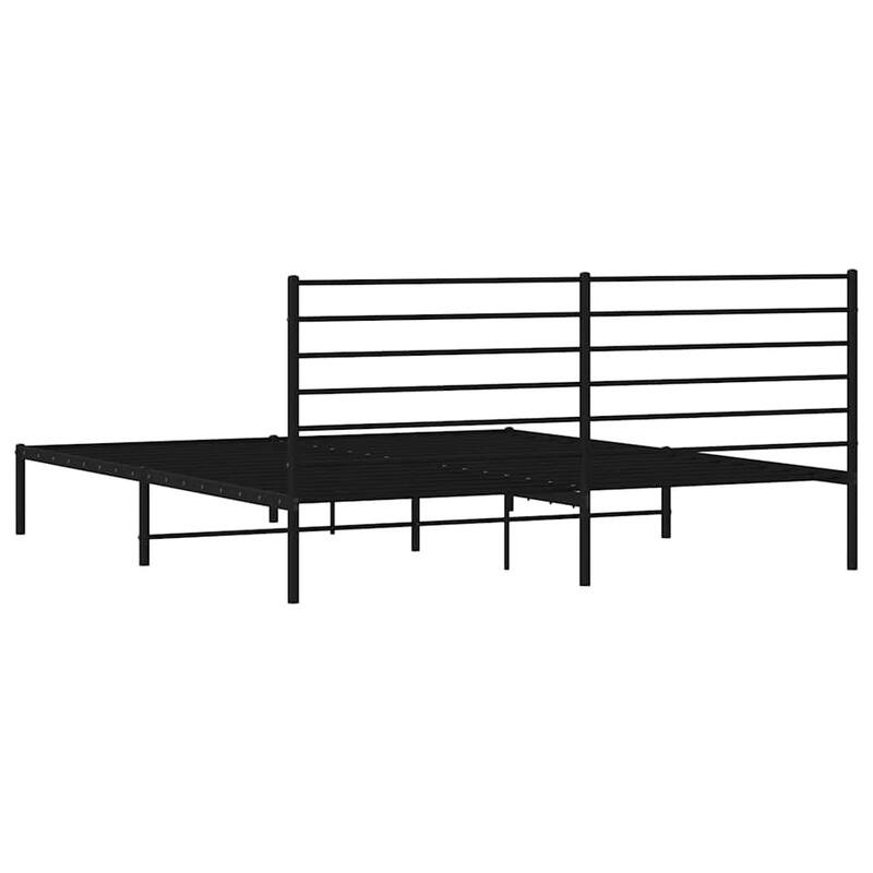 vidaXL Metal Bed Frame with Headboard, No Mattress