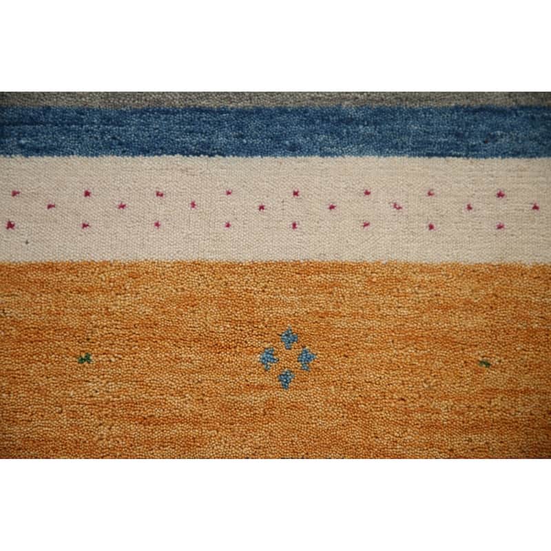 Striped Gabbeh Indian Rug Handmade Wool Carpet - 2'7"x 4'11"