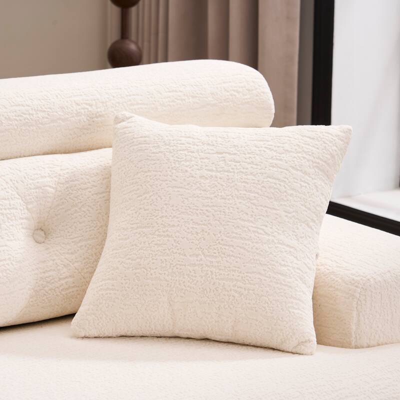 Modern Chenille Convertible L-Shaped 4-Seater Modular Sectional Sofa with 2 Pillows for Apartment Living Room
