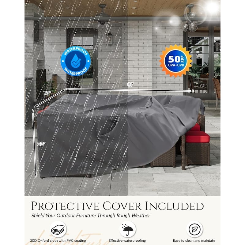 AECOJOY 7 Pieces Patio Furniture Set Outdoor Sectional Sofa Rattan Conversation Set