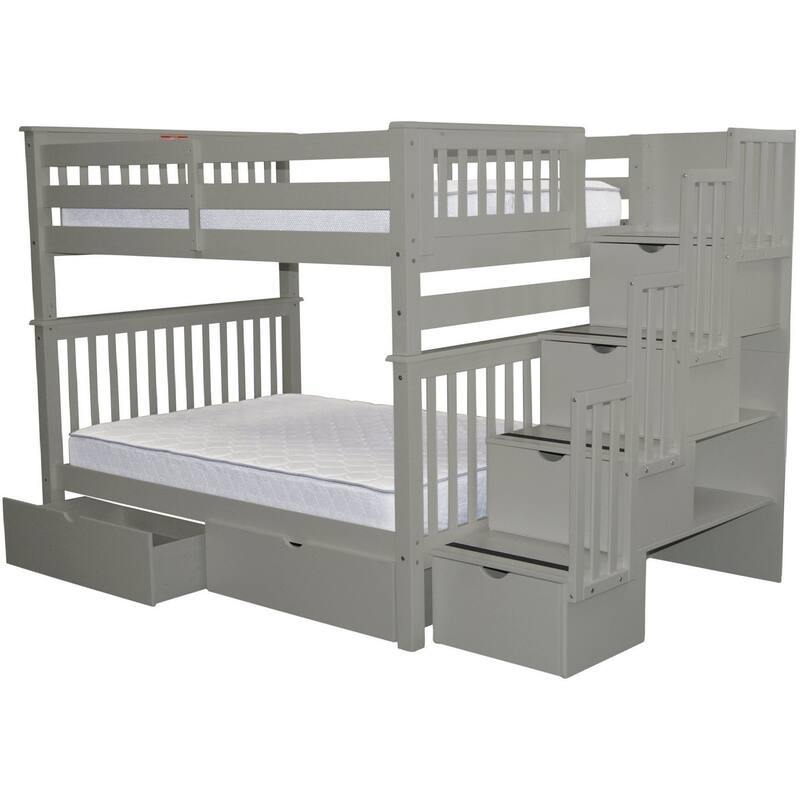 Taylor & Olive Trillium Full over Full Stairway Bunk Bed, 2 Drawers