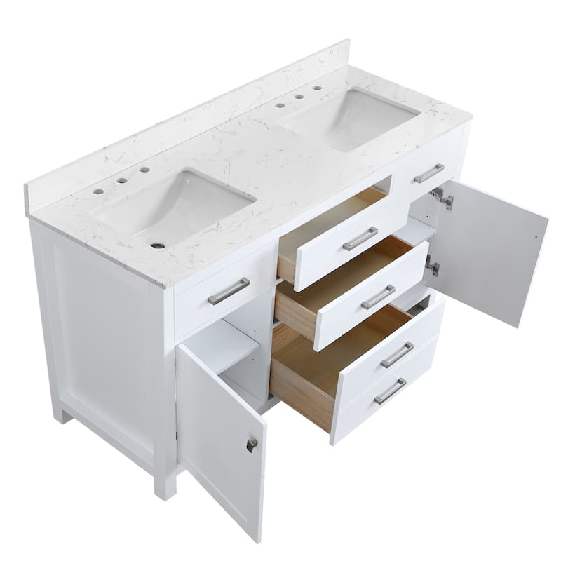PROOX Freestanding Bathroom Vanity Engineer Stone with Ceramic Rectangular Sink