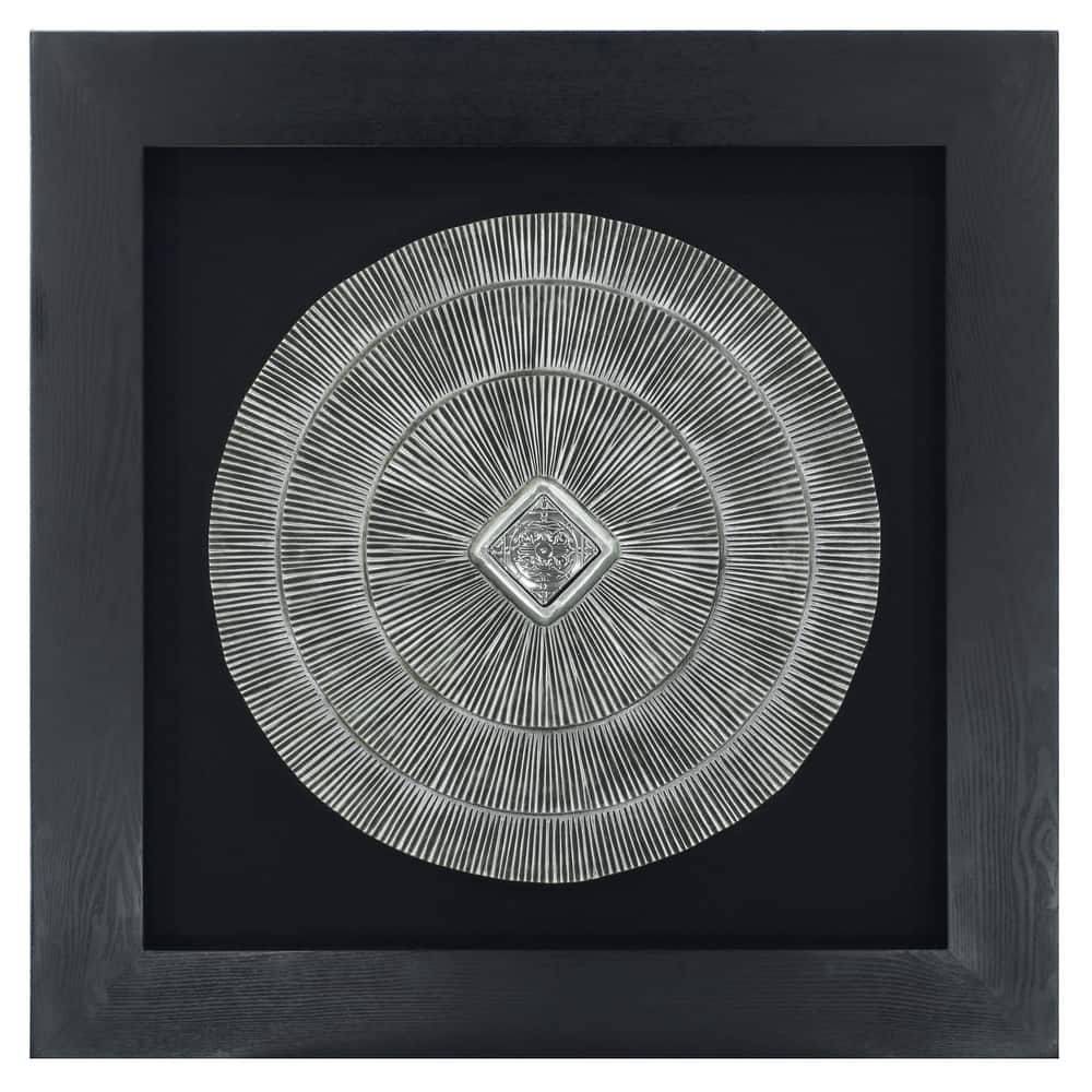 HUJI Abstract Silver Medallion Shadow Box Wall Decor