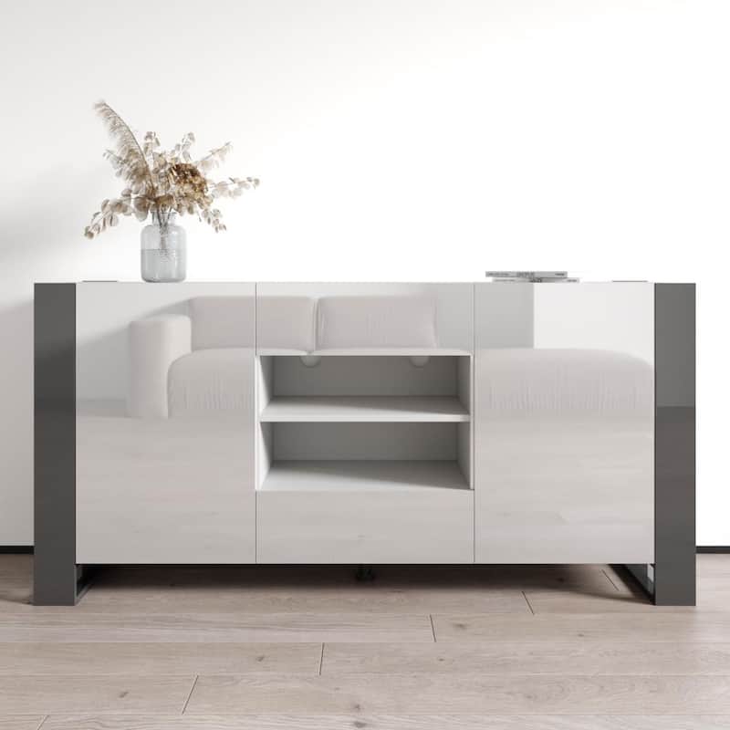 Woody Modern 64.5-inch Sideboard Buffet - White/Gray