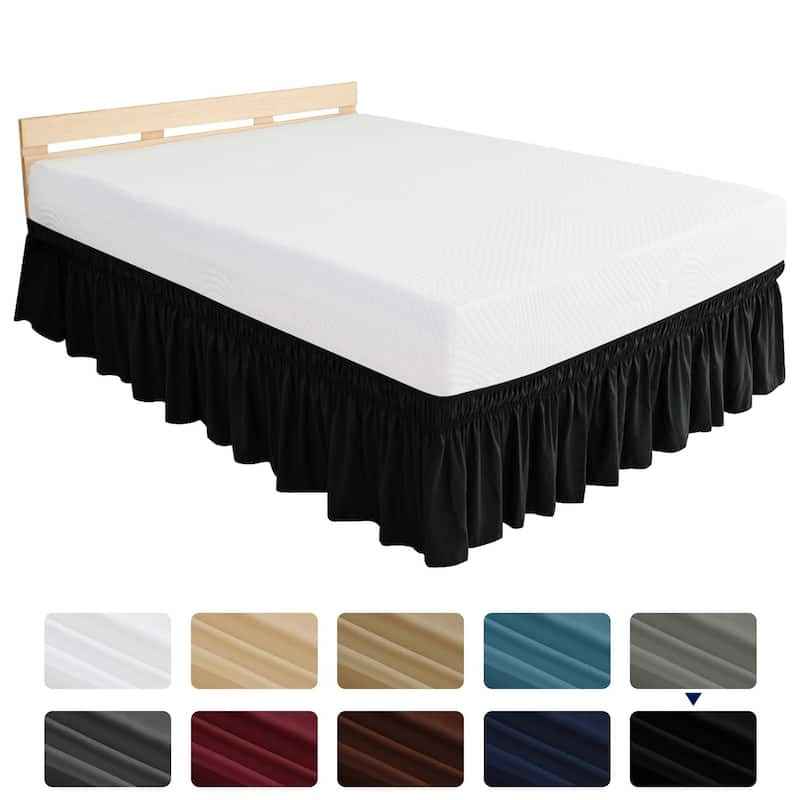 Subrtex Easy Fit 16-inch Drop Bed Skirts - Twin - Black