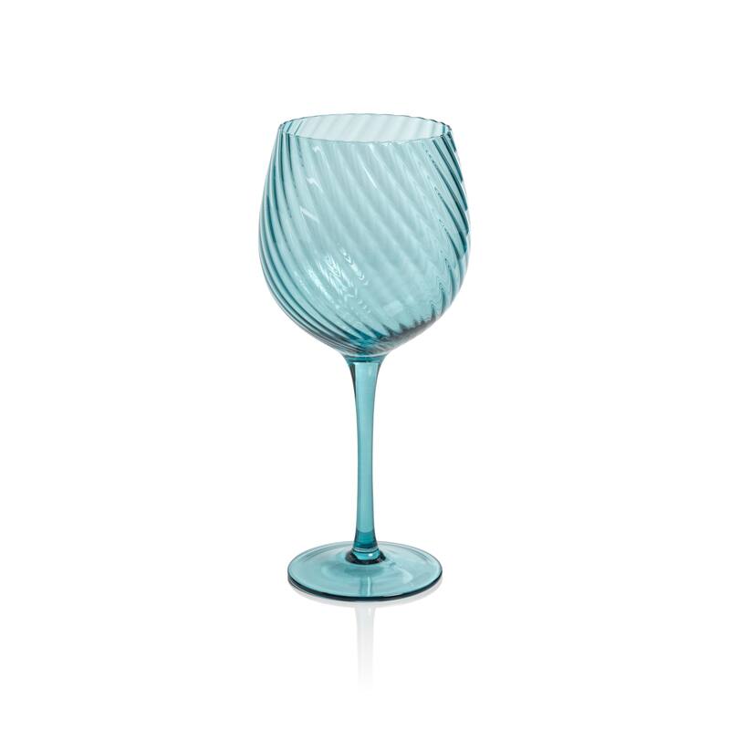 Sesto Optic Swirl Red Wine Glasses, Set of 4 - Blue