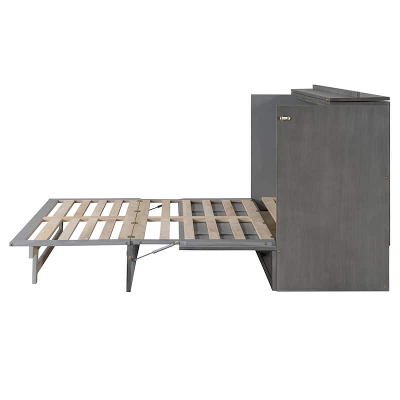 Queen Size Modern Murphy Bed with Storage Drawers and USB