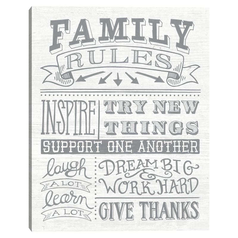 Family Rules II Gray by Mary Urban Canvas Art Print