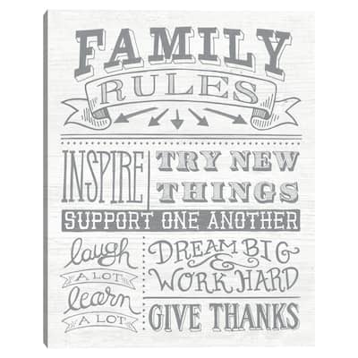 Family Rules II Gray by Mary Urban Canvas Art Print