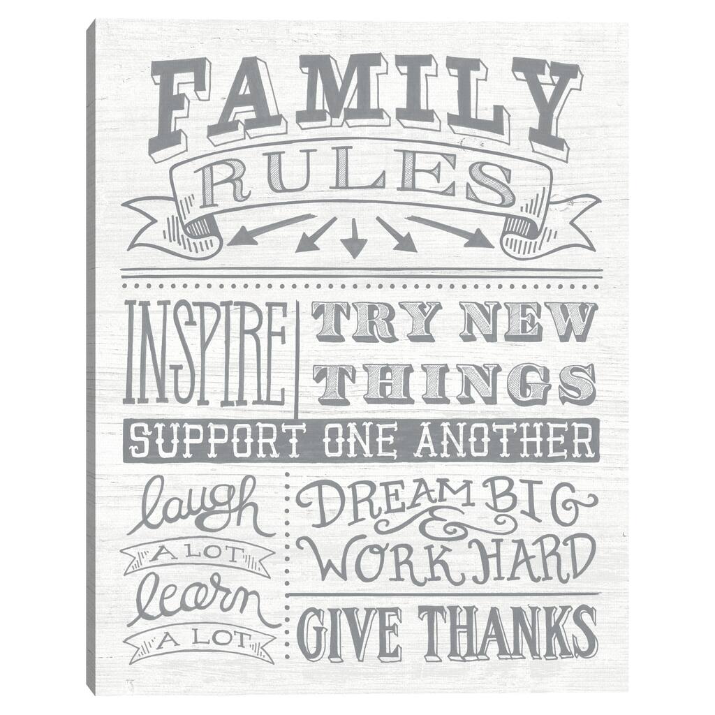 Family Rules II Gray by Mary Urban Canvas Art Print