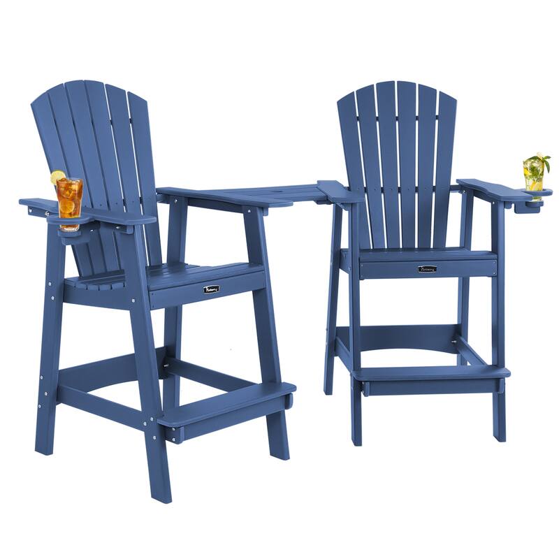 Vrakae Tall Adirondack Bar Stool Chair with Connecting Tray