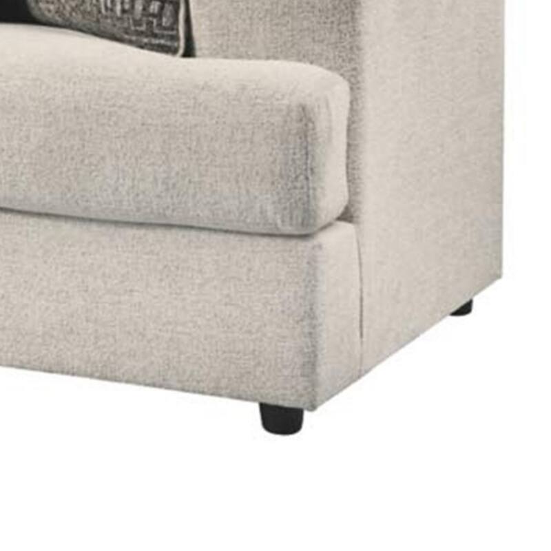 Tren 96 Inch Queen Sleeper Sofa, 4 Jacquard Pillows, Beige Polyester