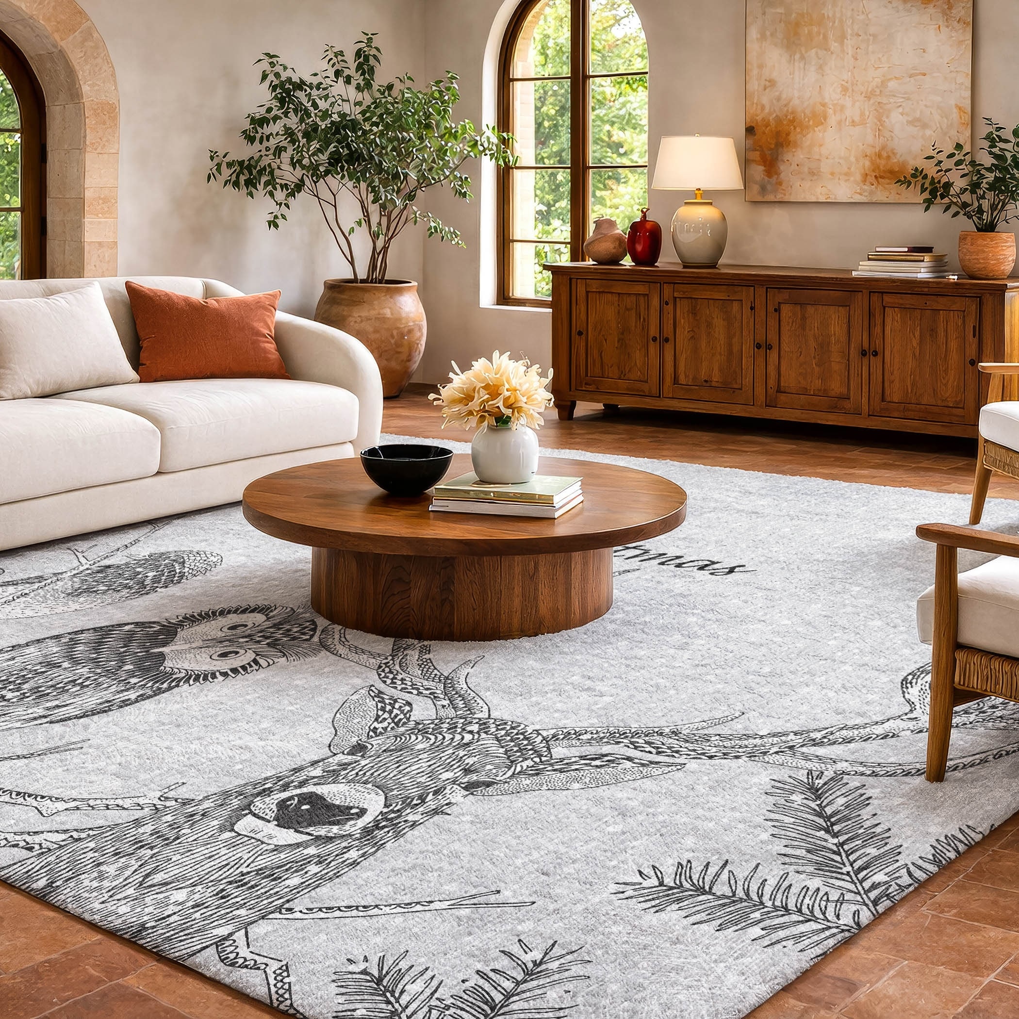 Premium Washable Super Soft Merry Christmas Animals Dream Shag Rug