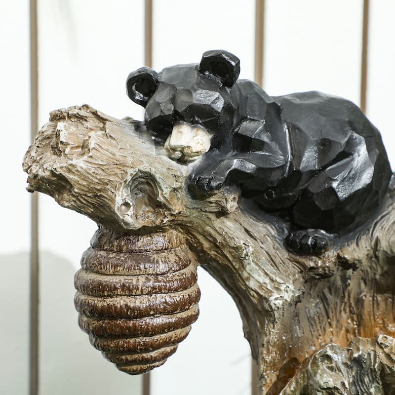 GDFStudio - Dorrie Outdoor 3-Tier Garden Water Fountain with LED Lights & Adjustable Water Flow Pump - 22.4"H