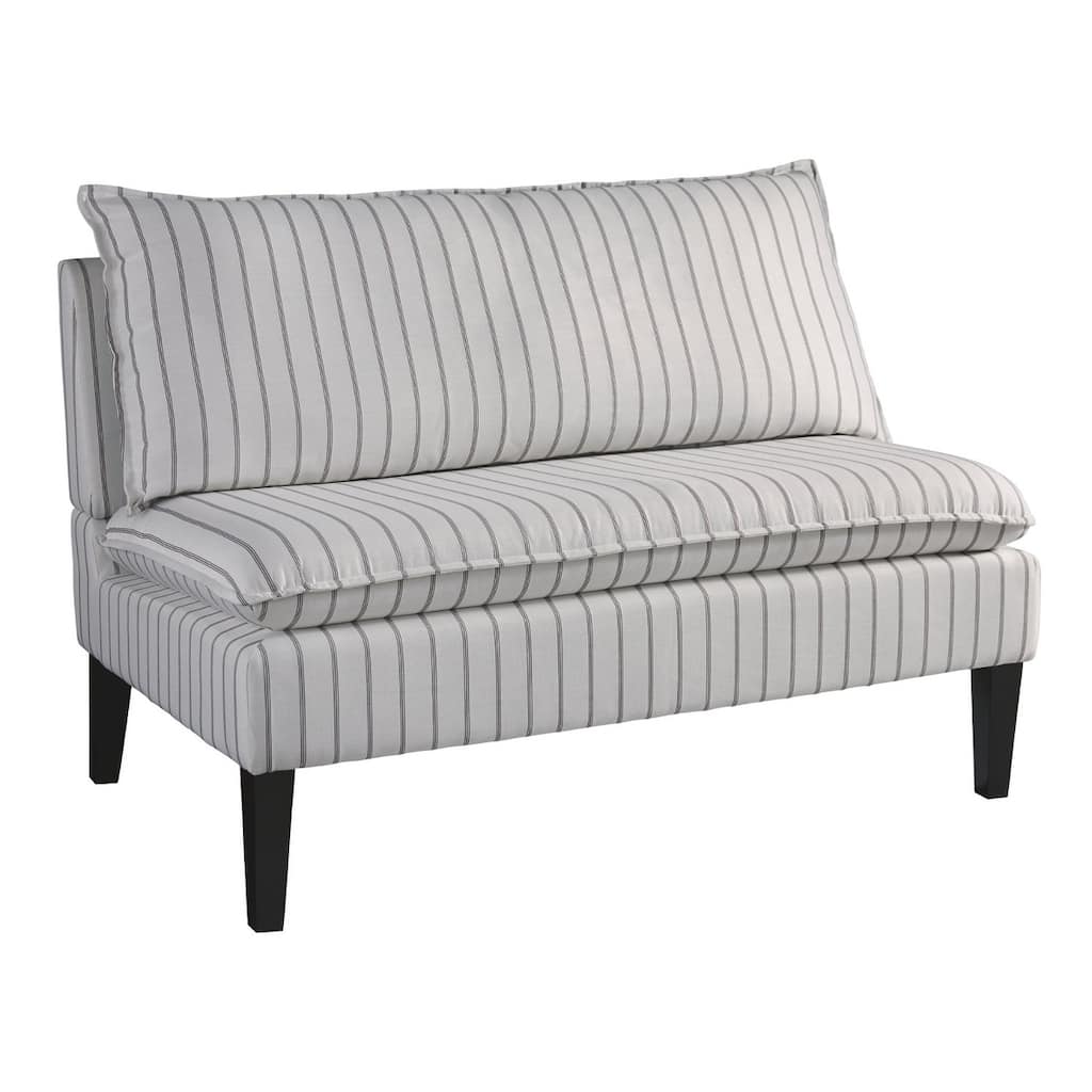 Arrowrock Farmhouse Gray/White Striped Accent Bench