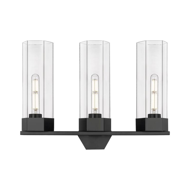 Innovations Lighting 427-3W-17-23 Claverack Vanity Claverack 3 Light - Matte Black / Clear