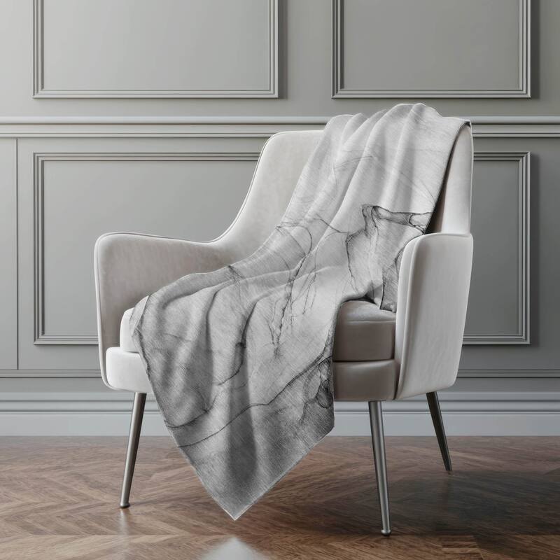 Premium Machine Washable Abstract Contemporary Sherpa Throw Blanket - Gray - 4'2" x 5'10"