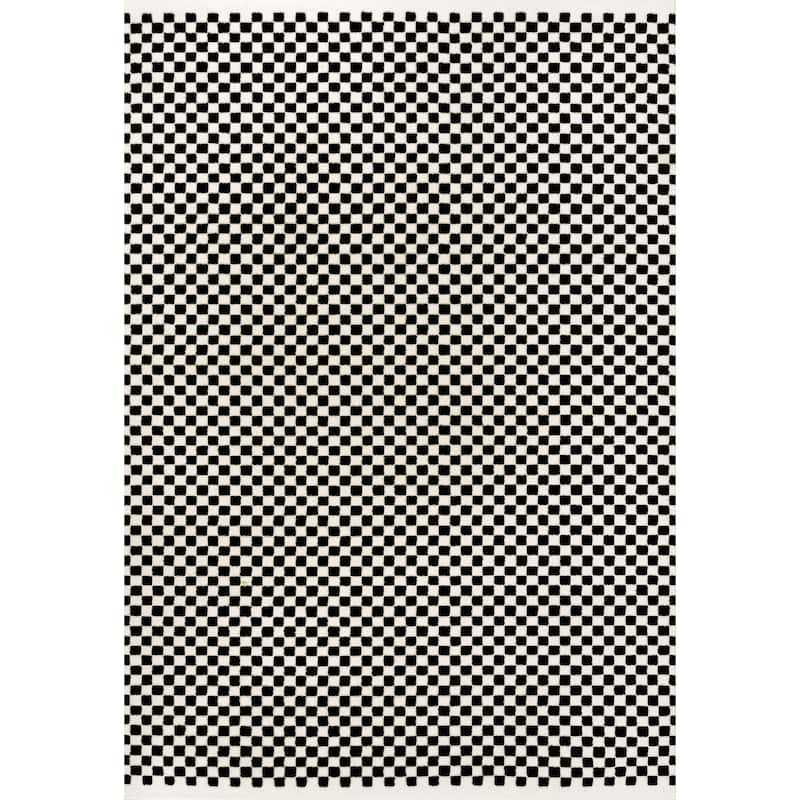 JONATHAN Y Sofia High-Low Modern Minimalist Checkered Monotone Ivory/Cream Indoor/Outdoor Rug