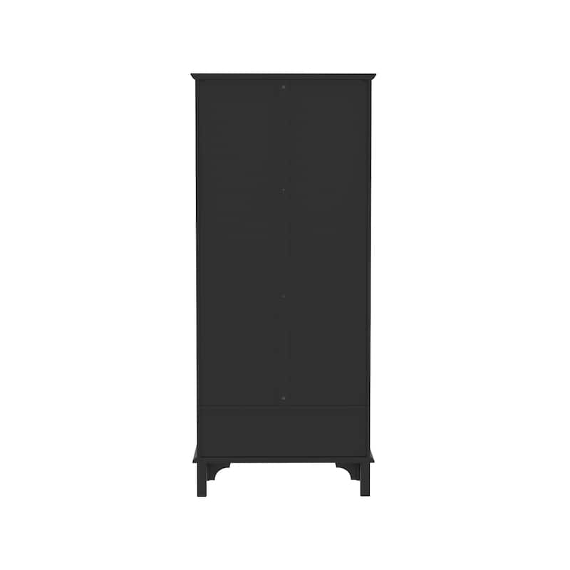 Oak Finish Fir Wood Wooden Curio Cabinet Display Storage Case Bathroom Cabinet Bookcase - 70.9"Hx31.5"W