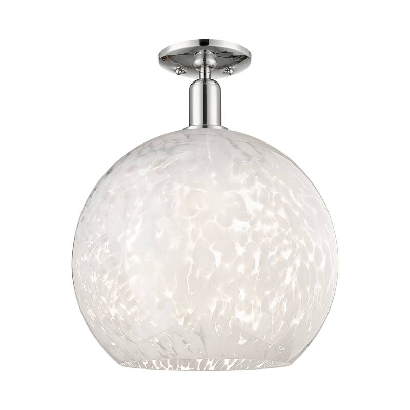 Innovations Lighting Endless Possibilities Arcadia - White Mouchette - 1 Light 14" Semi-Flush Mount - Polished Nickel