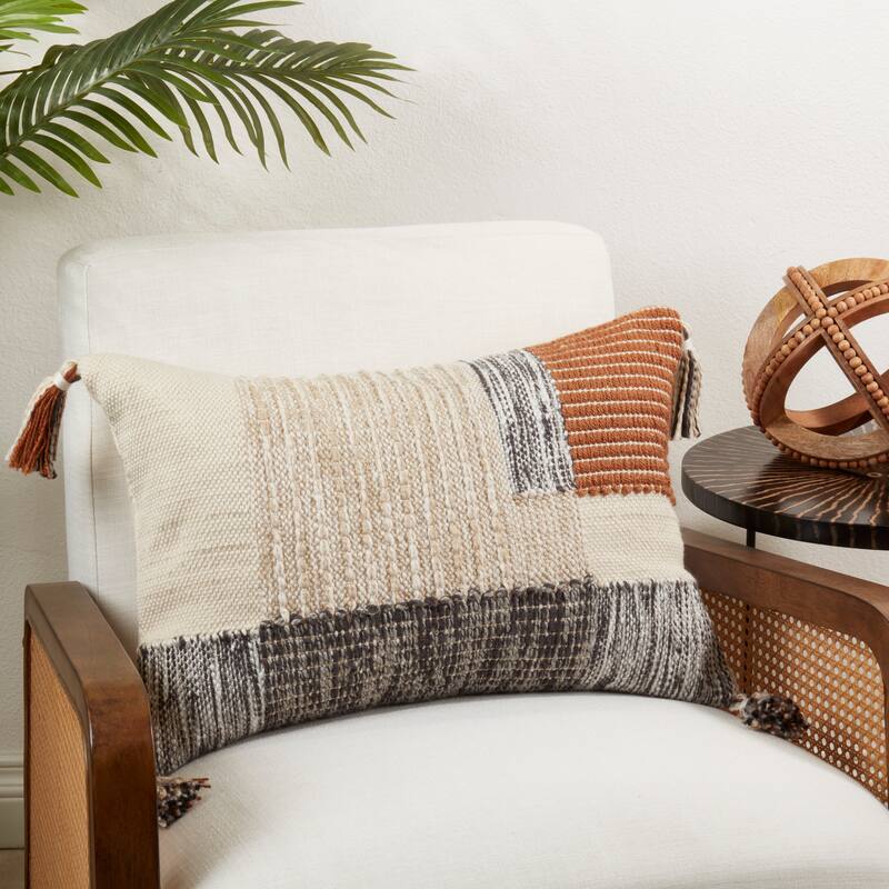 Geometric Bliss Tasseled Throw Pillow