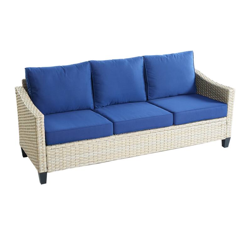 HOOOWOOO 8-piece Wicker Patio Furniture Conversation Set with Fire Pit Table