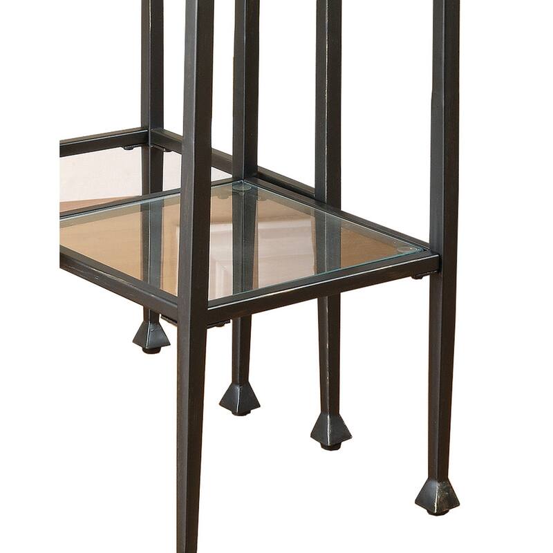 Set Of 2 Metal Nesting Tables With Glass Top - 23.5 H x 17.75 W x 14 L Inches