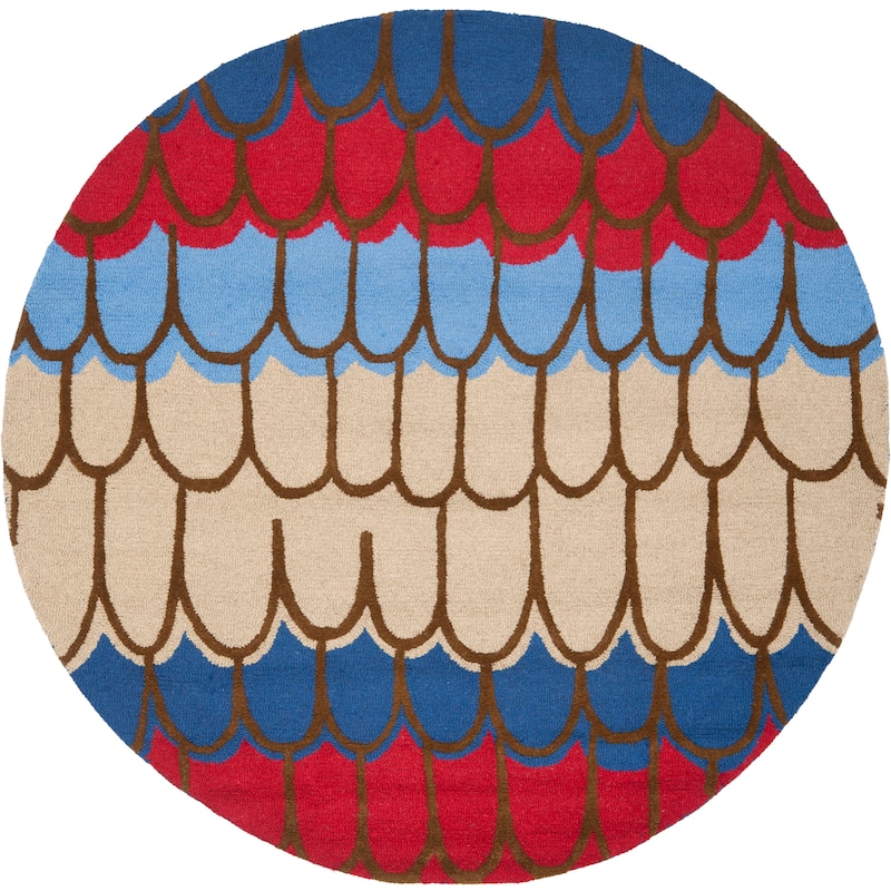 SAFAVIEH Handmade Children's Doodle Pieta Blue/ Beige New Zealand Wool