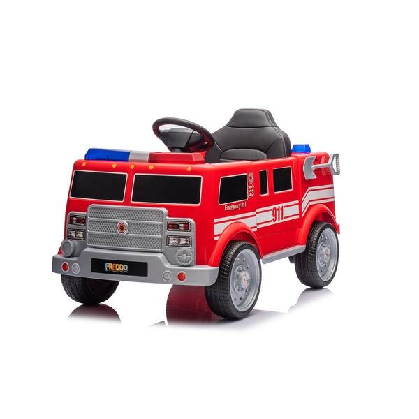 slide 2 of 10, 12V Freddo Firetruck 1 Seater Ride on