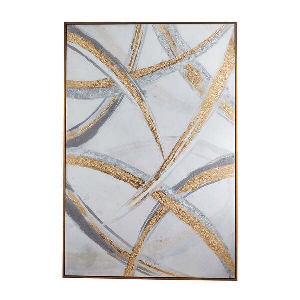 Canvas Abstract Framed Wall Art with Gold Frame - Gold - Roche River ...