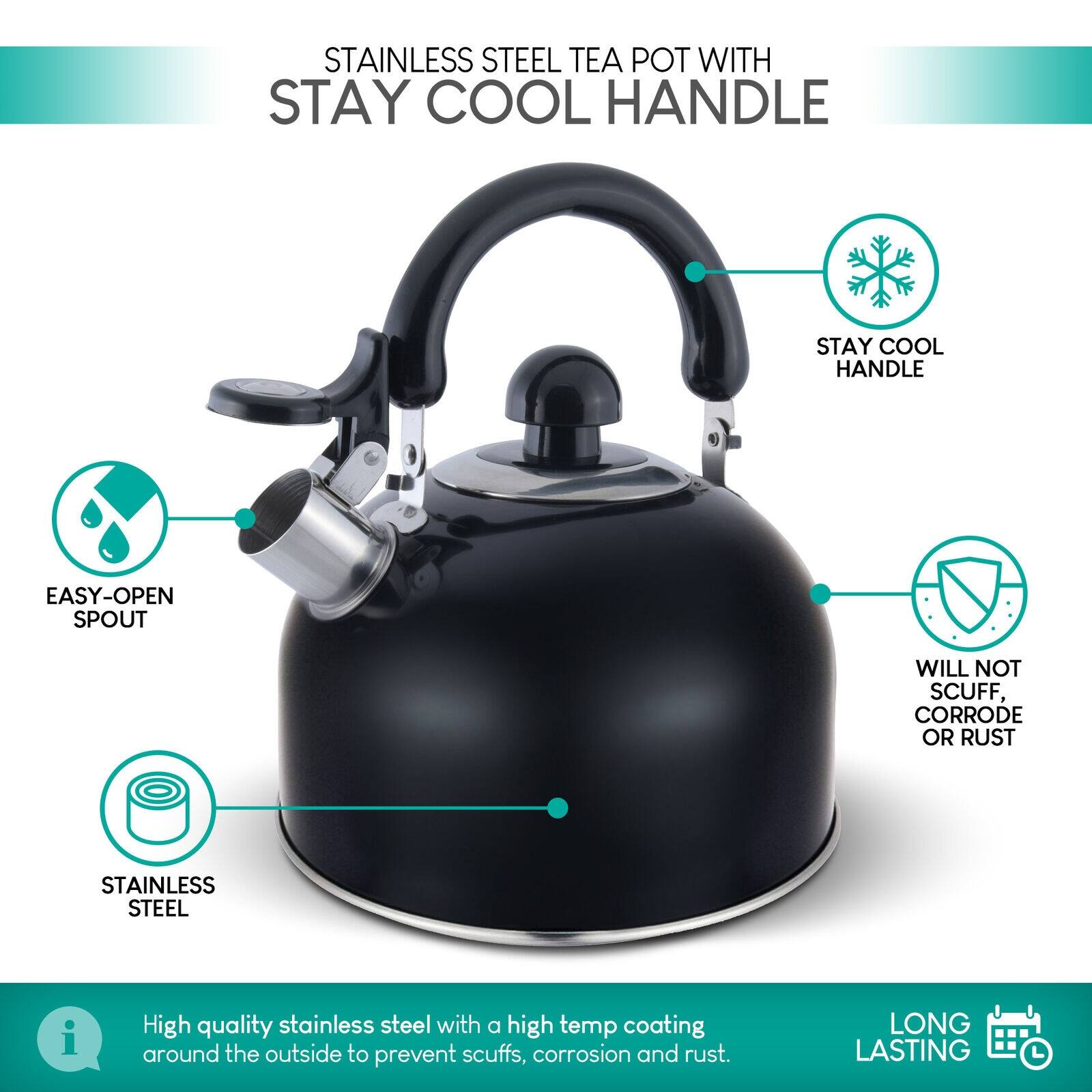 Stainless Steel Black Whistling Kettle Bed Bath & Beyond 39408542