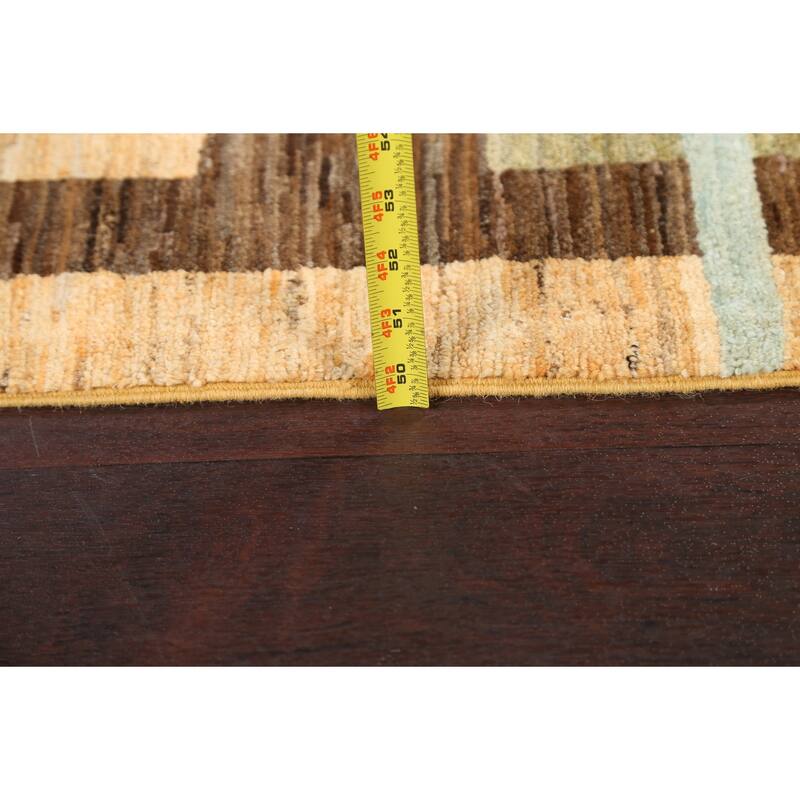 Geometric Gabbeh Kashkoli Oriental Wool Area Rug Hand-knotted Carpet - 3'7" x 4'6"