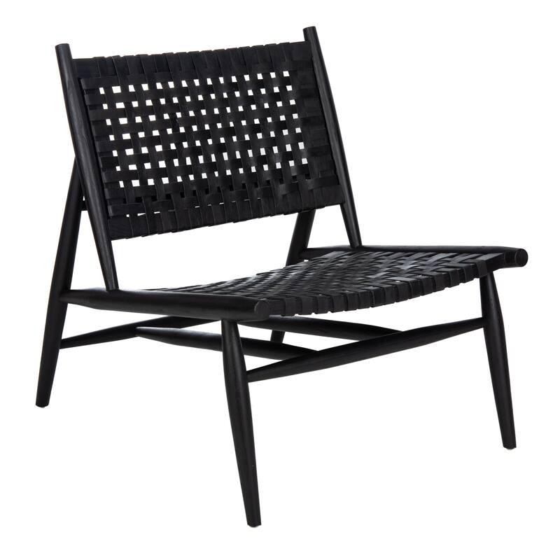 SAFAVIEH Soleil Rosina Leather Woven Accent Chair - 26" W x 31.5" L x 30.7" H - 26Wx31Dx31H